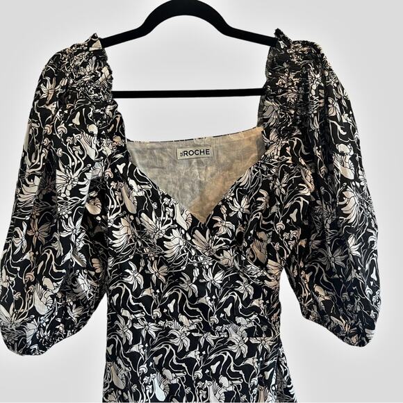 NWT ST. ROCHE 6 $420 Romaine Wrap Dress Tiered Ruffle Belted Floral - Picture 4 of 9